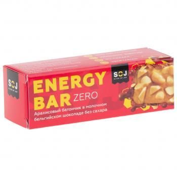 Батончик арахисовый в молочном бельг шок б/с Energy Bar ZERO SOJ 45 гр